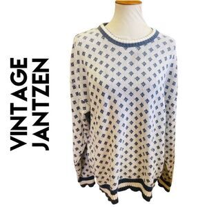 Jantzen Vintage Crewneck Cotton Pullover Sweater Size XL-Made in USA
